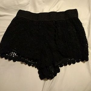 Black Tulip Crochet Shorts